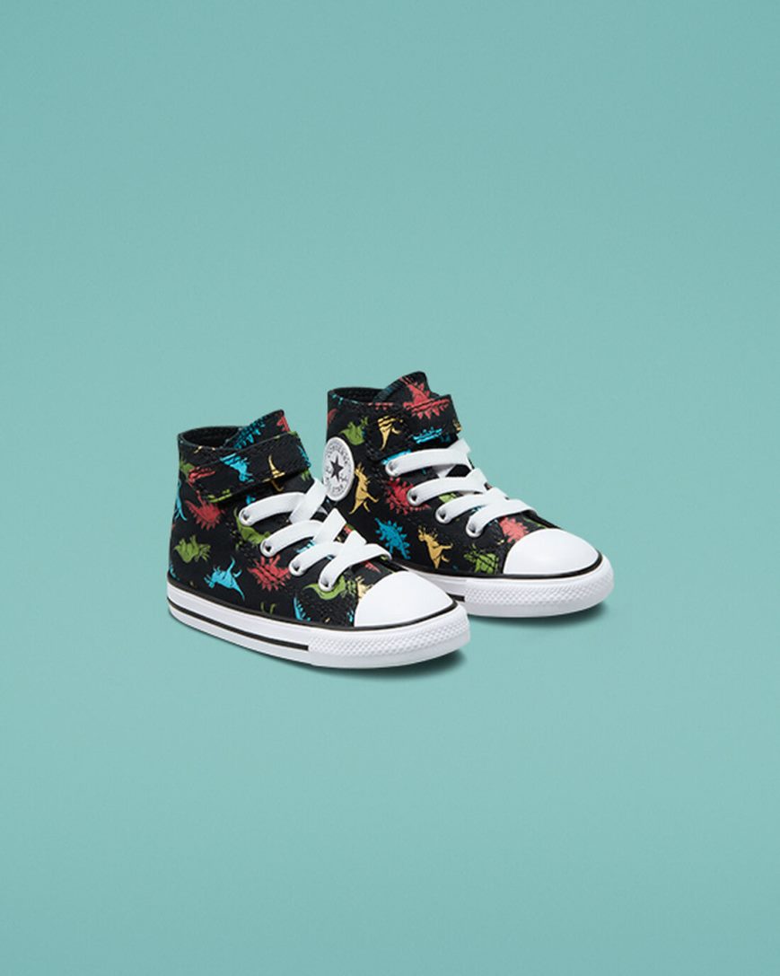 Dívčí Boty Vysoké Converse Chuck Taylor All Star Easy-On Dinosaurs Černé Červené Blankyt | CZ Y31JA41